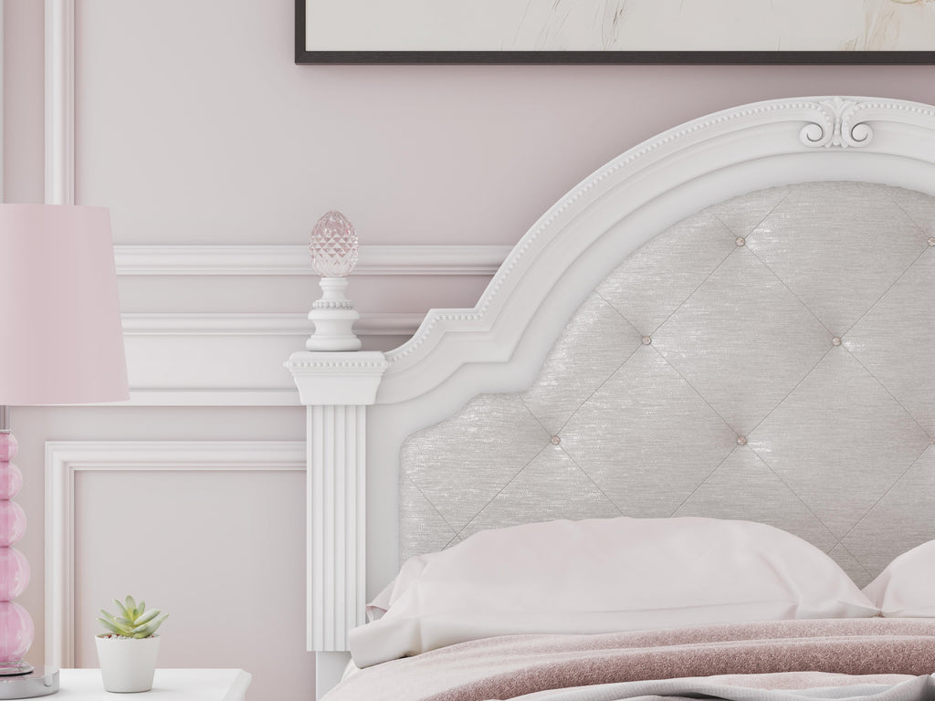 Kozlani White Full Upholstered Panel Bed with Storage