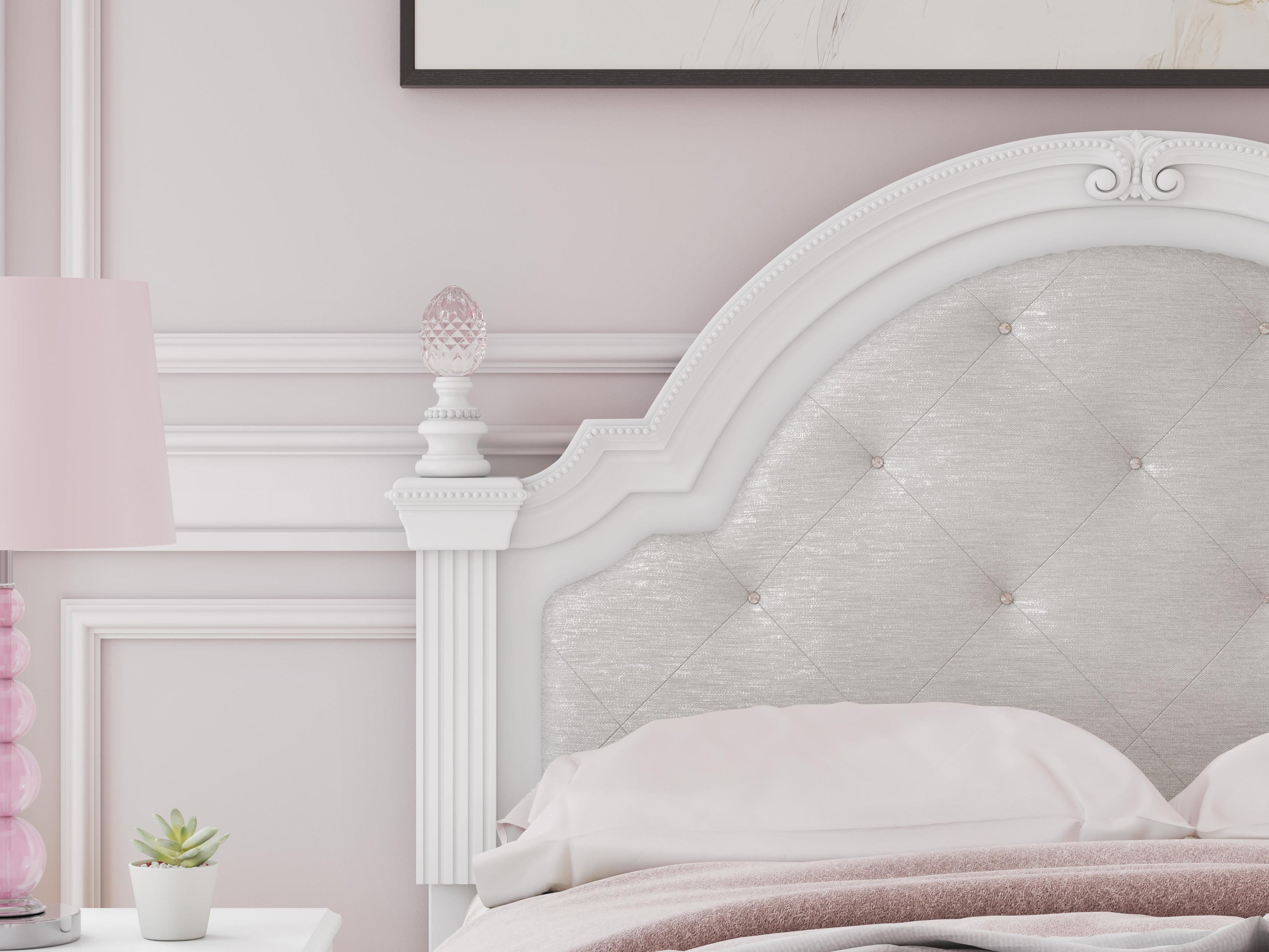 Kozlani White Full Upholstered Panel Bed with Storage