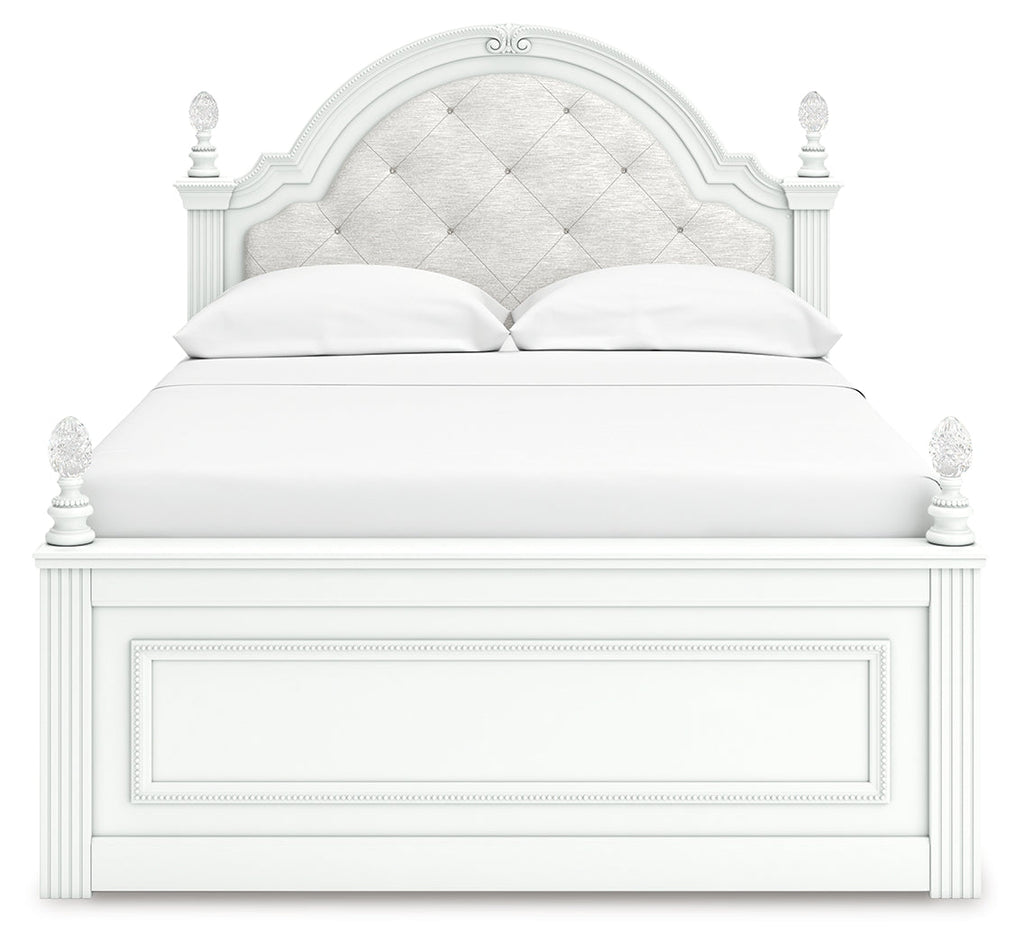 Kozlani White Full Upholstered Panel Storage Bed