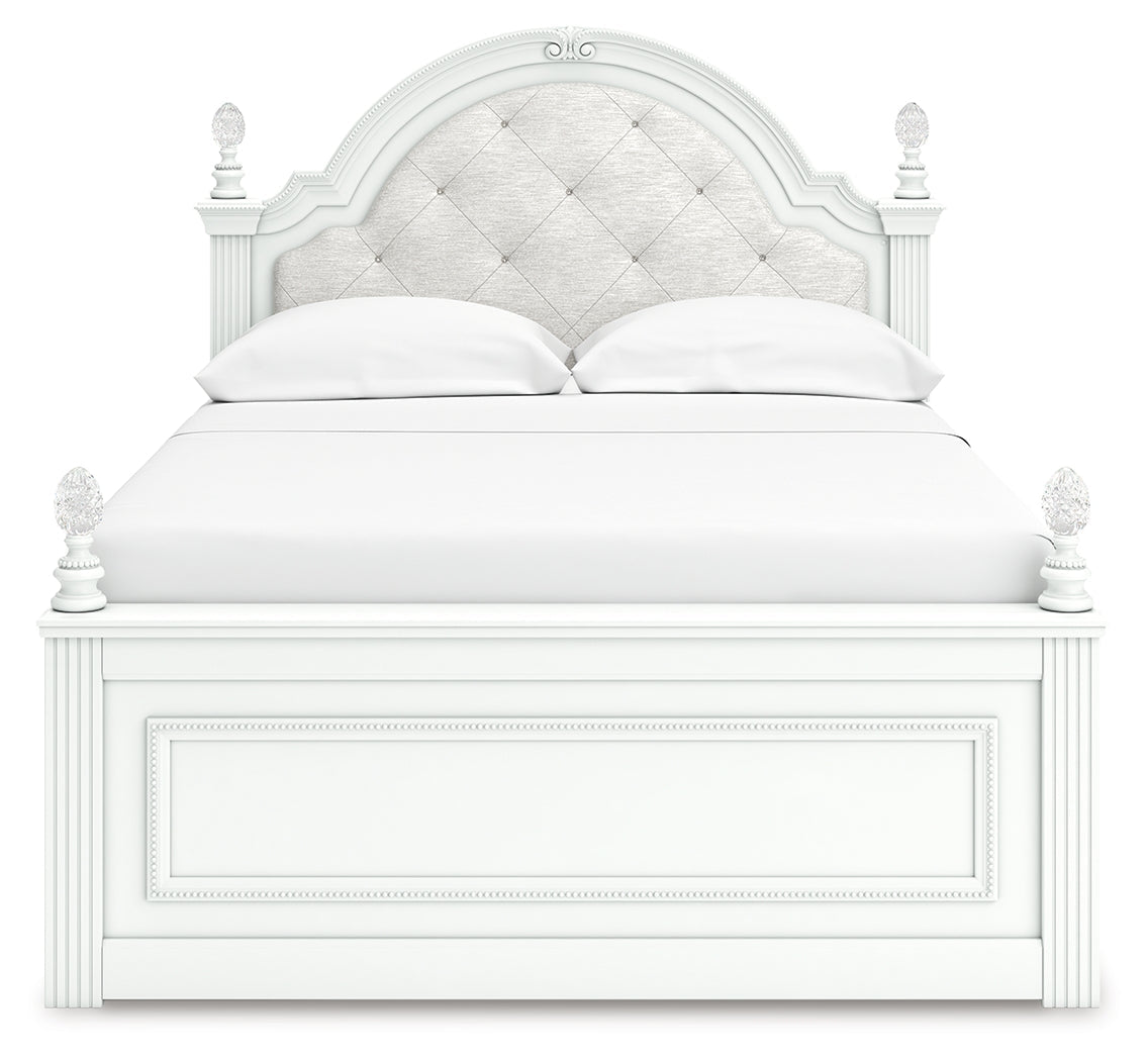Kozlani White Full Upholstered Panel Storage Bed