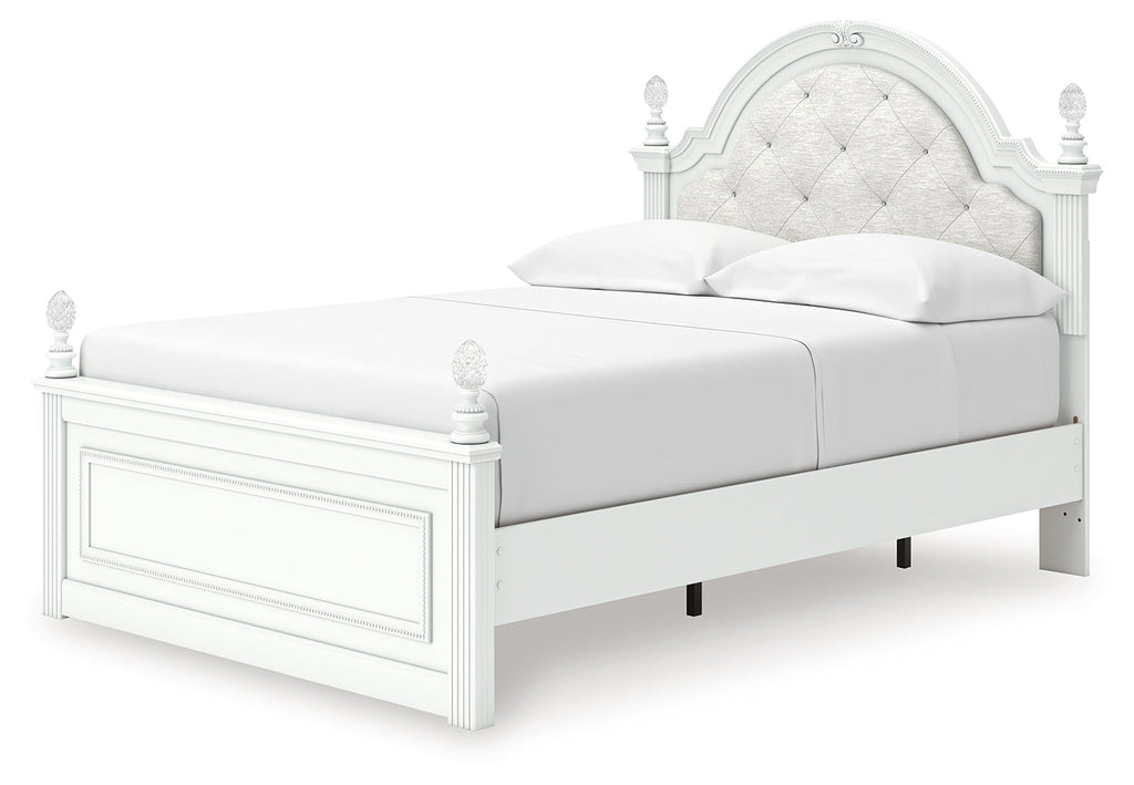 Kozlani White Full Upholstered Panel Storage Bed