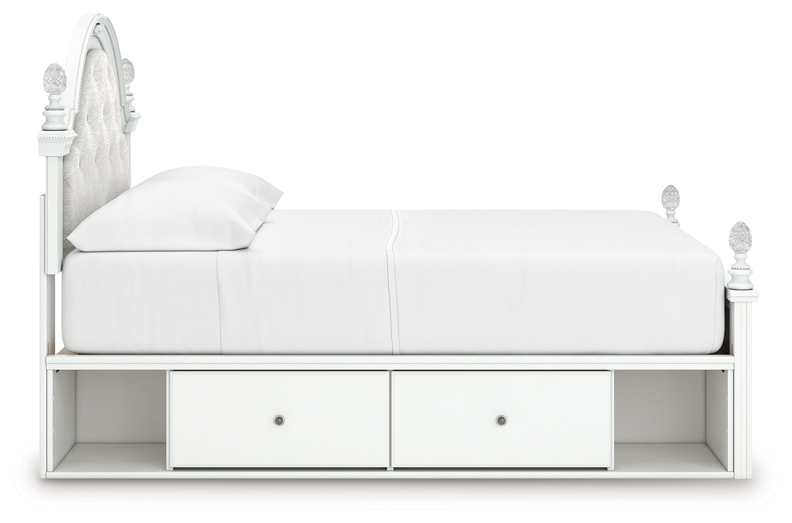 Kozlani White Full Upholstered Panel Storage Bed