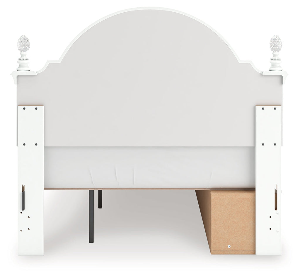Kozlani White Full Upholstered Panel Storage Bed