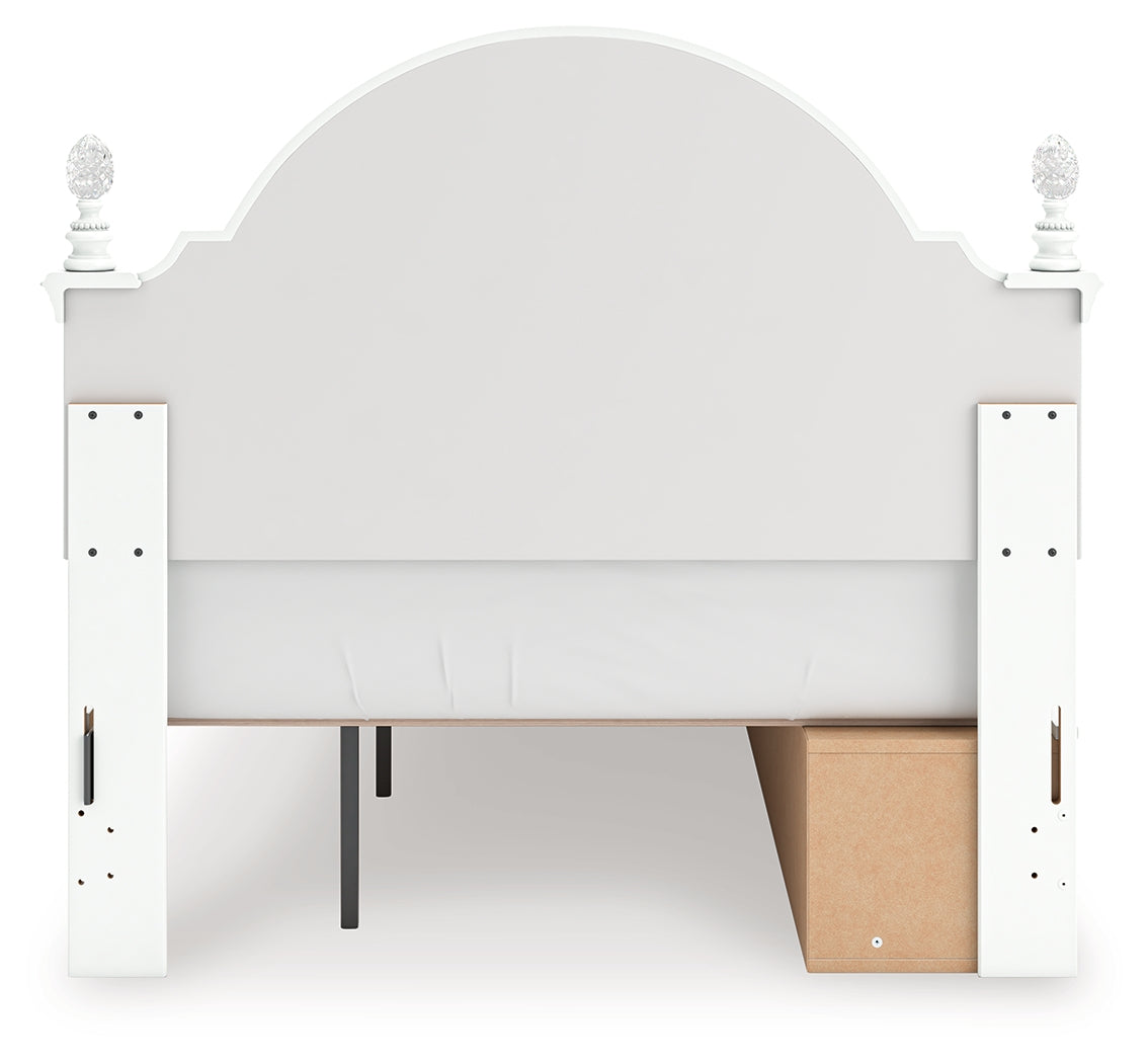 Kozlani White Full Upholstered Panel Storage Bed