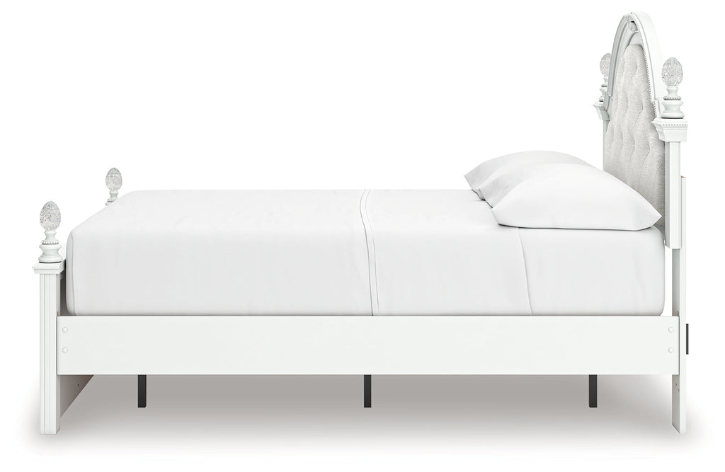 Kozlani White Full Upholstered Panel Storage Bed