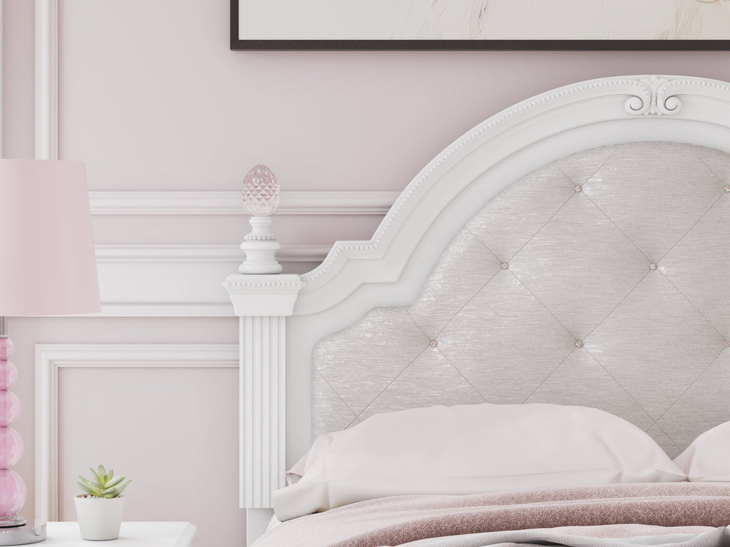 Kozlani White Full Upholstered Panel Storage Bed
