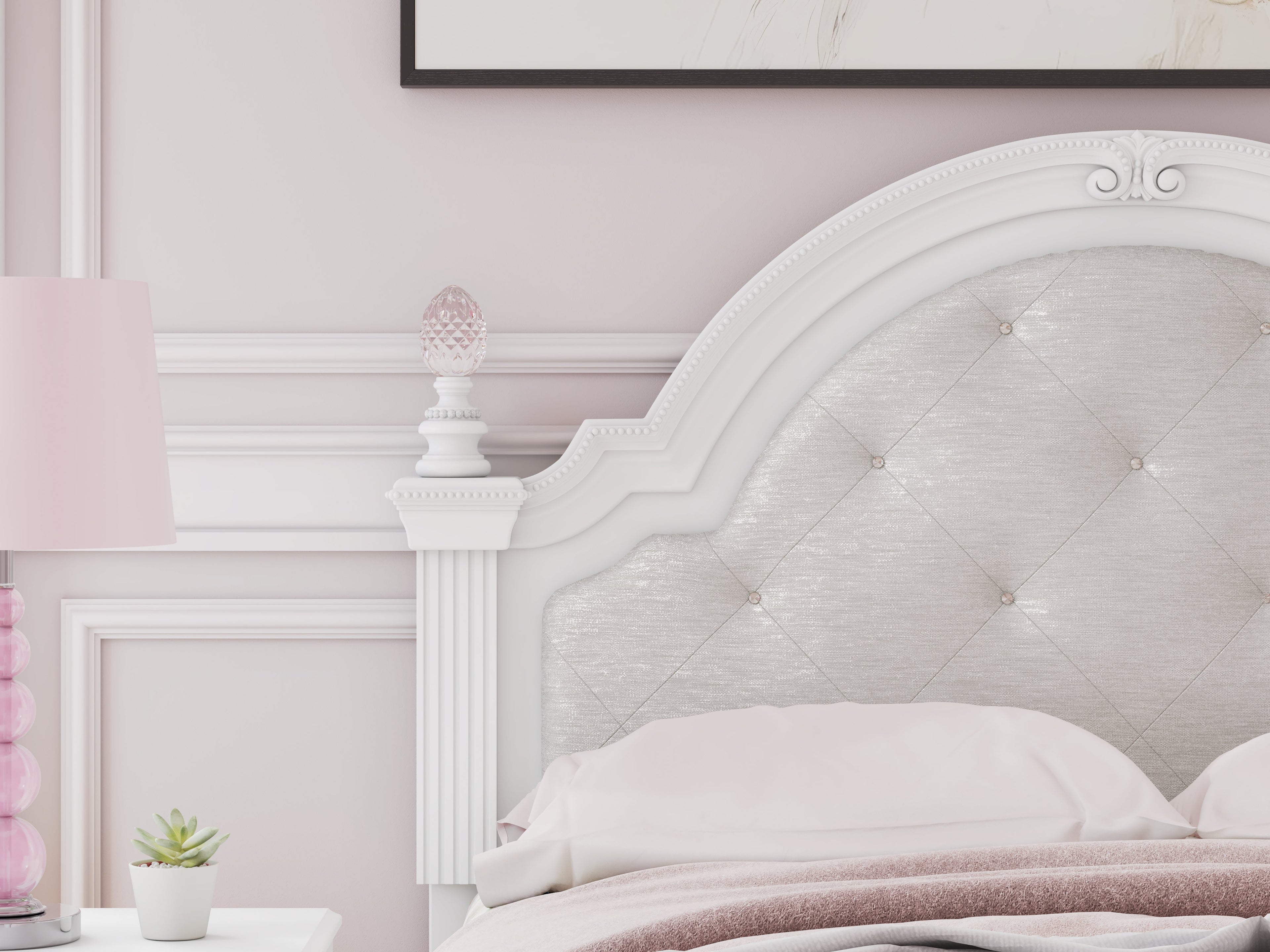 Kozlani White Full Upholstered Panel Storage Bed