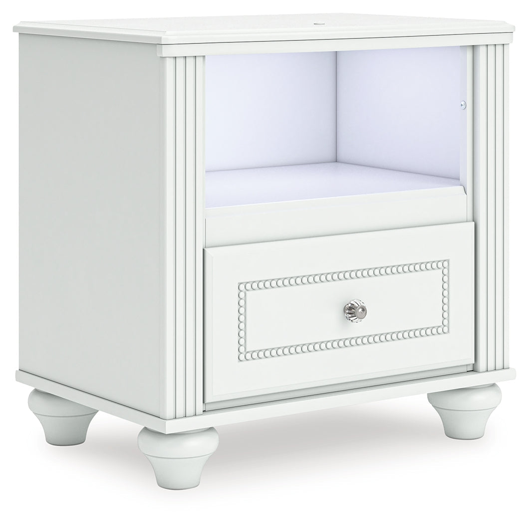 Kozlani White One Drawer Night Stand