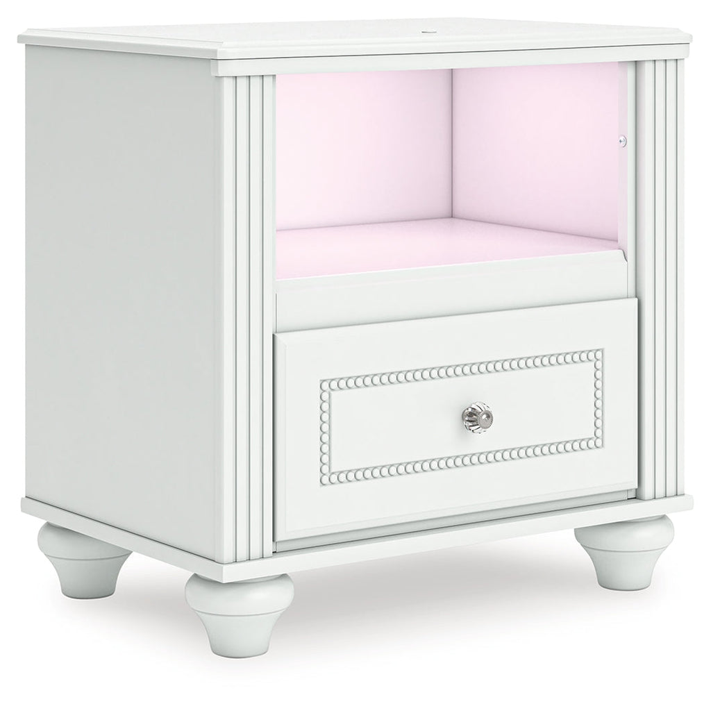 Kozlani White One Drawer Night Stand