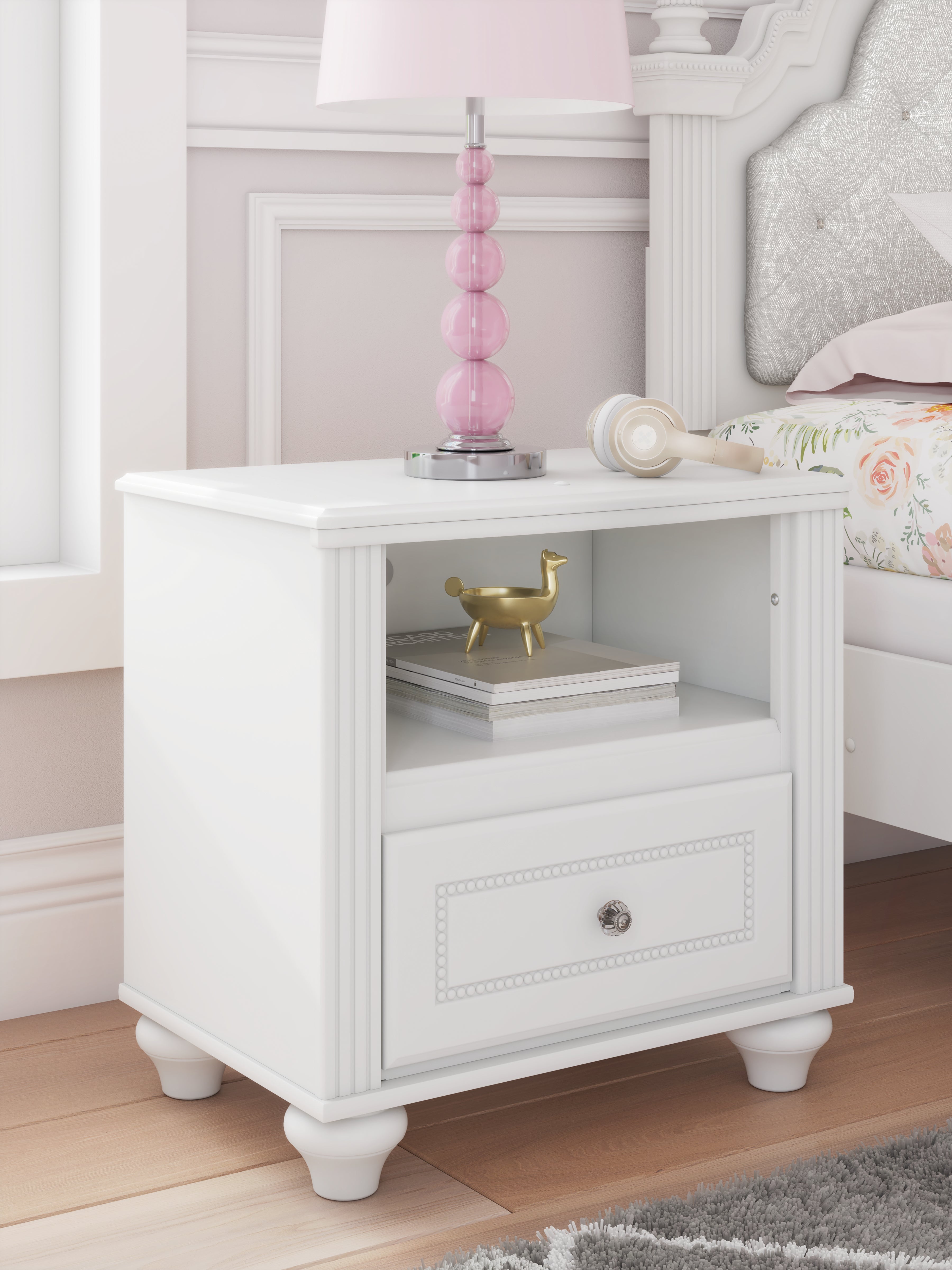 Kozlani White One Drawer Night Stand