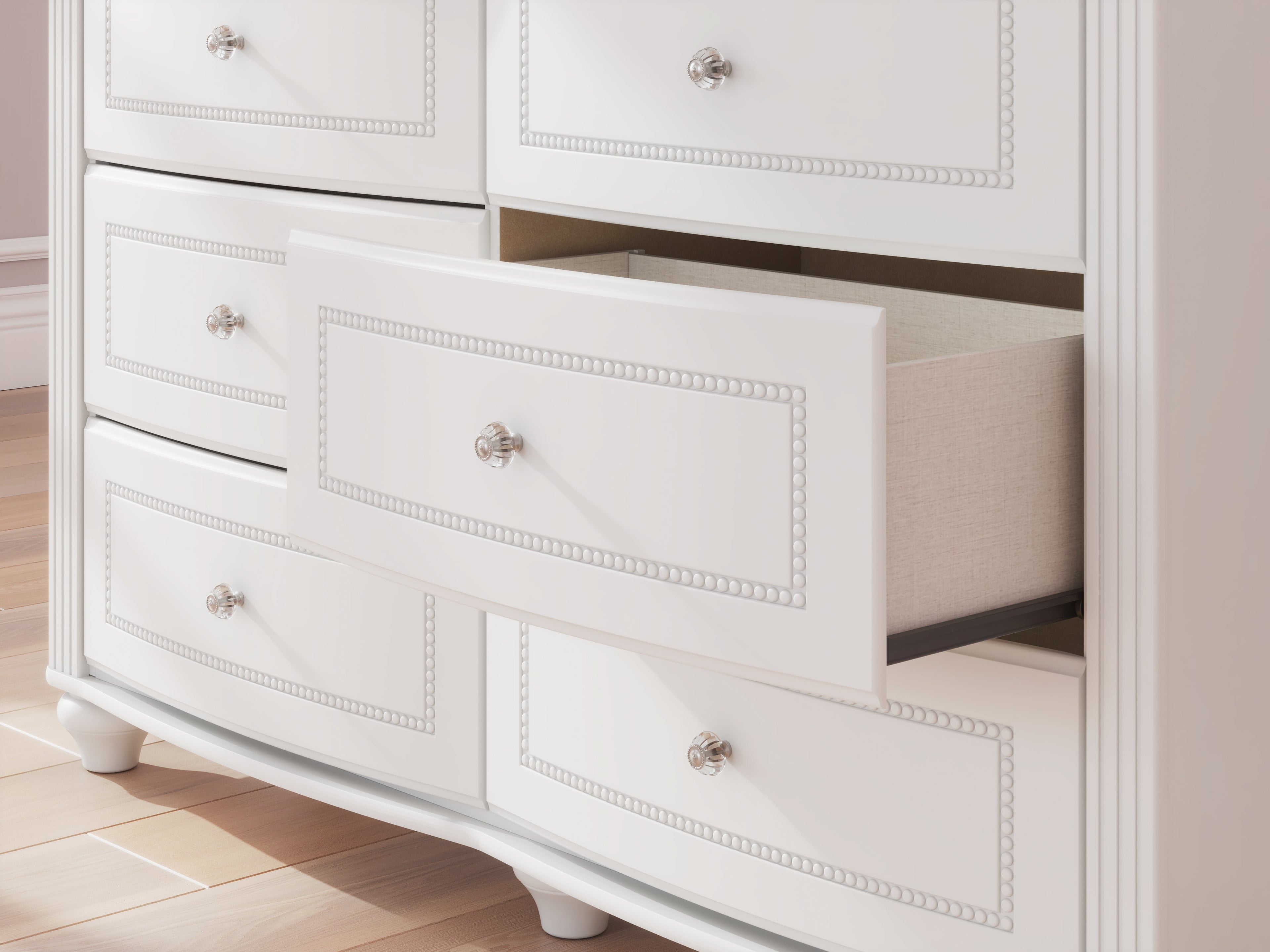 Kozlani White Six Drawer Dresser