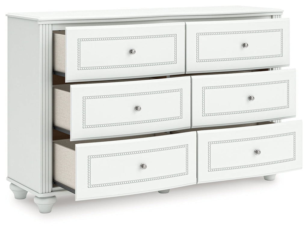 Kozlani White Six Drawer Dresser