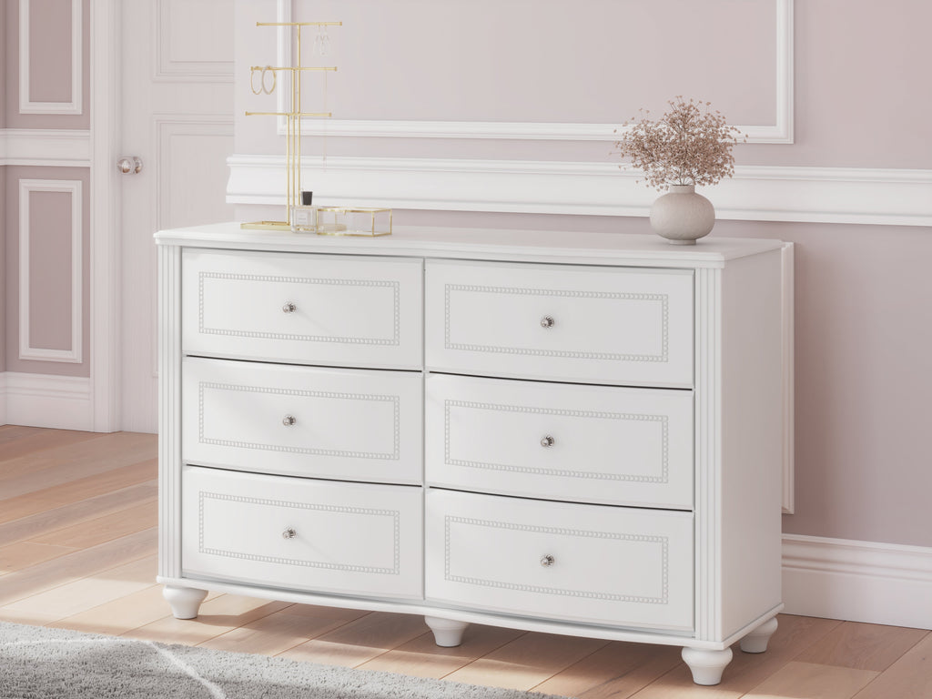 Kozlani White Six Drawer Dresser