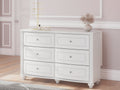 Kozlani White Six Drawer Dresser
