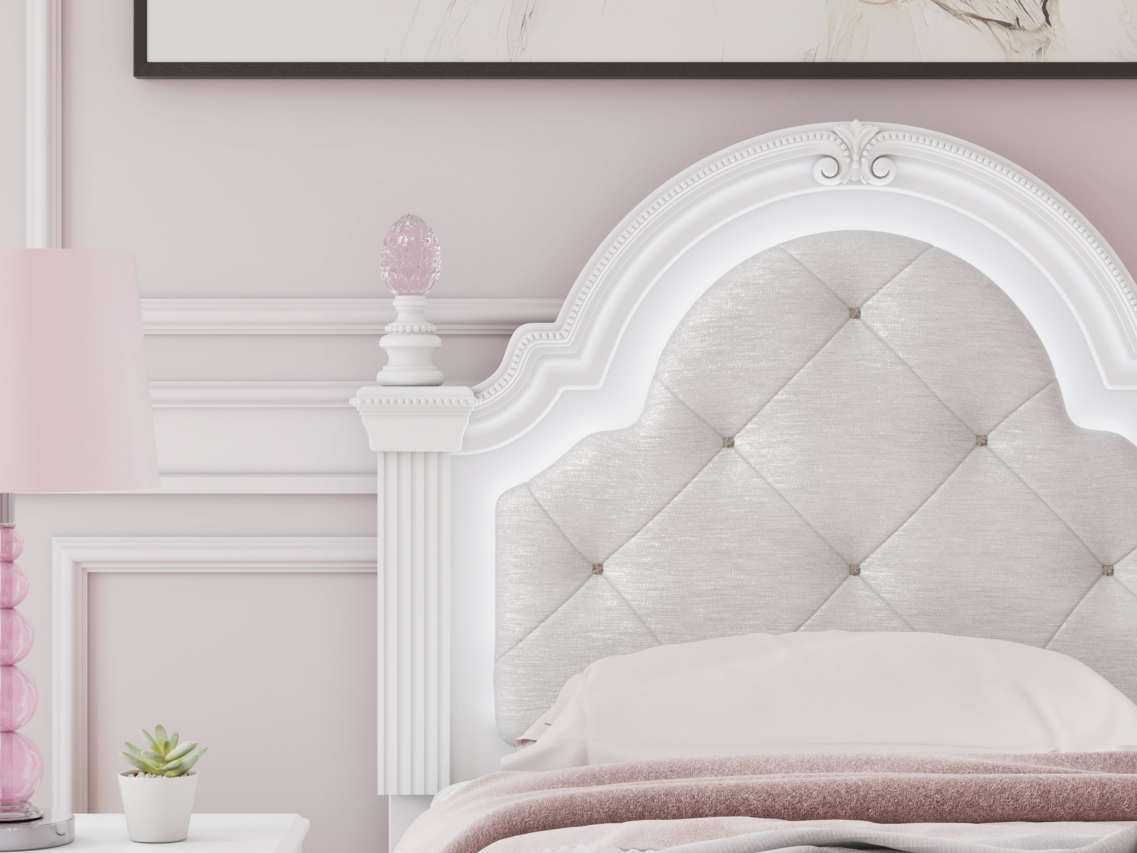Kozlani White Twin UPH Panel Headboard