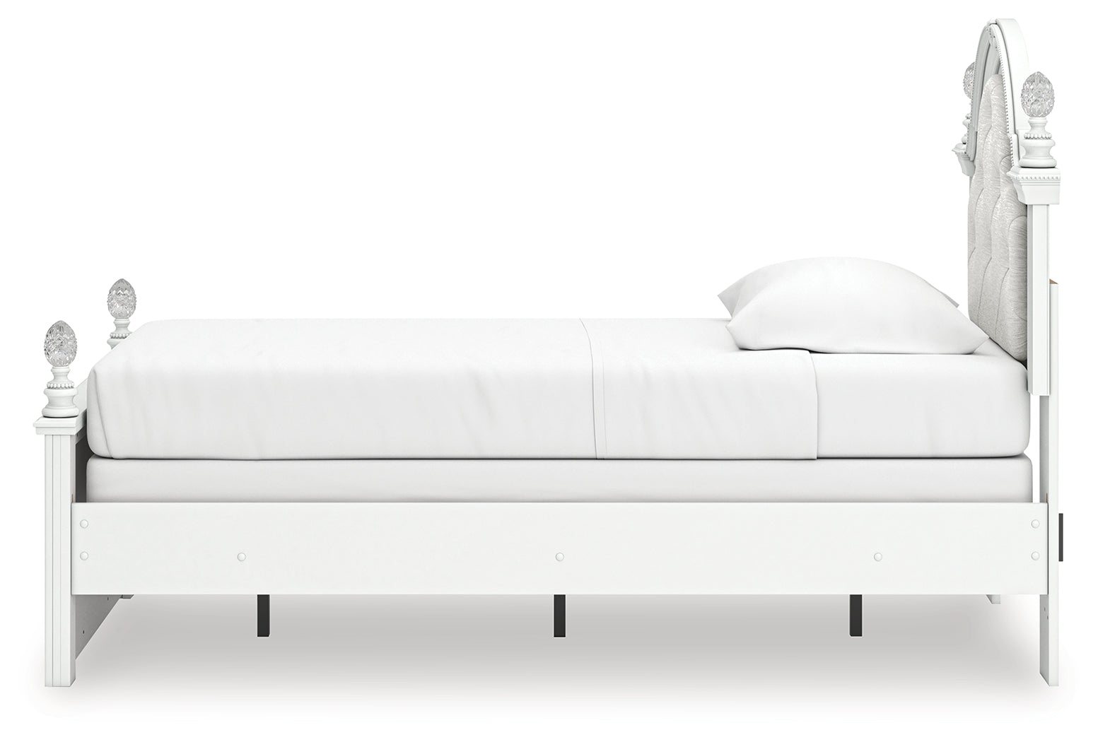 Kozlani White Twin Upholstered Panel Bed