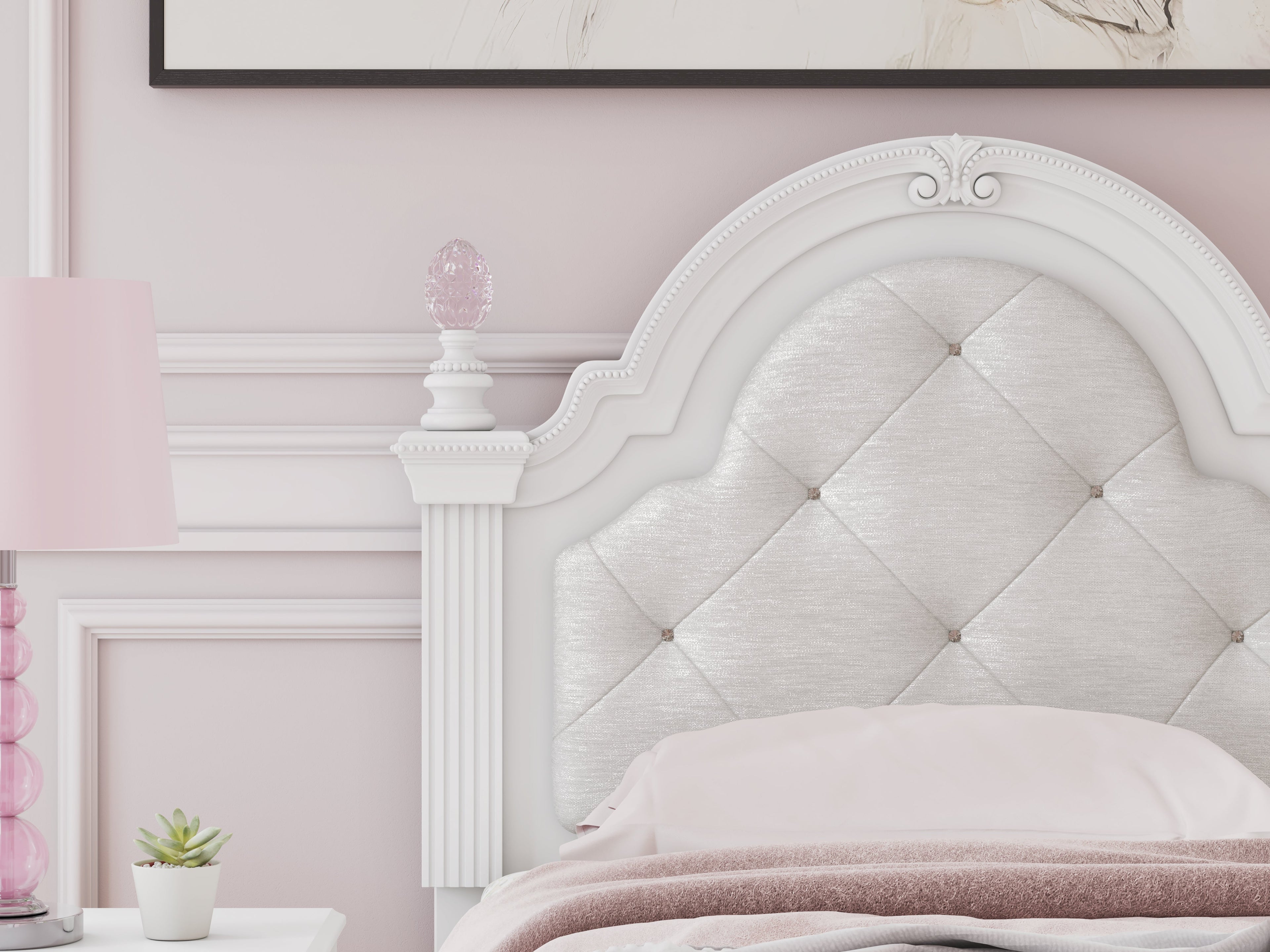 Kozlani White Twin Upholstered Panel Bed