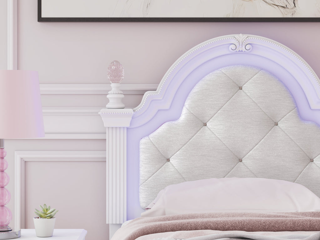 Kozlani White Twin Upholstered Panel Bed