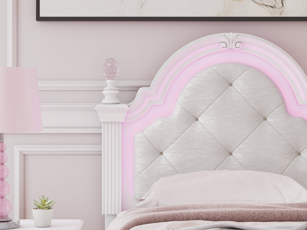 Kozlani White Twin Upholstered Panel Bed