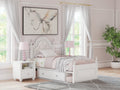 Kozlani White Twin Upholstered Panel Storage Bed