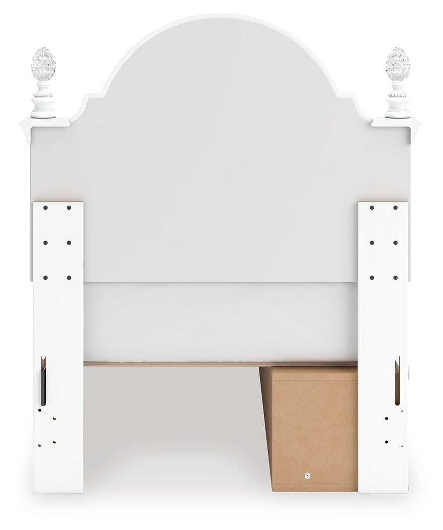 Kozlani White Twin Upholstered Panel Storage Bed