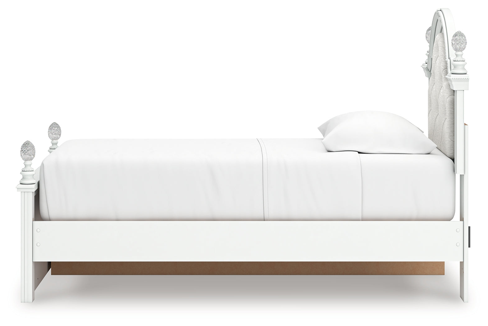 Kozlani White Twin Upholstered Panel Storage Bed