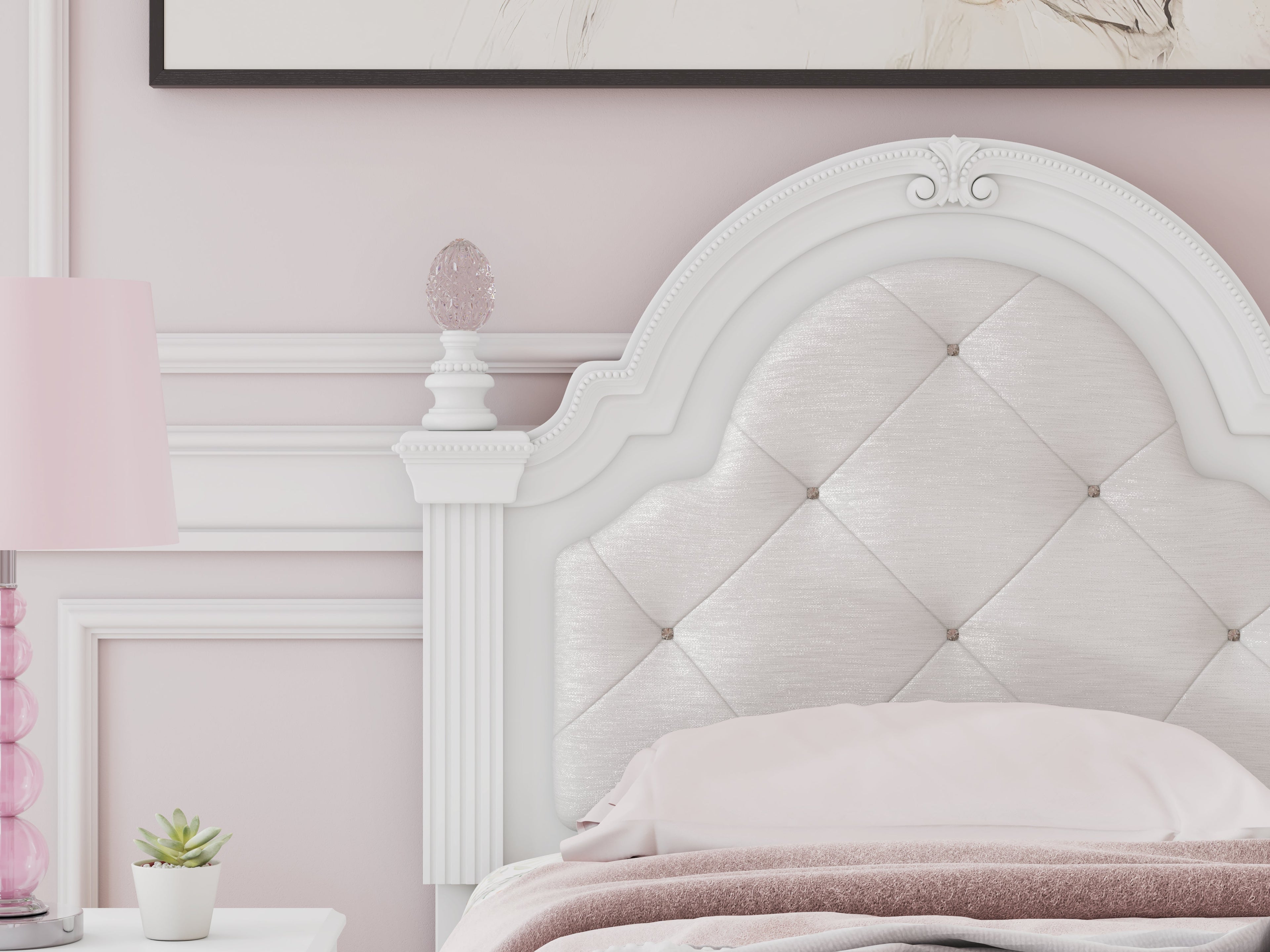 Kozlani White Twin Upholstered Panel Storage Bed