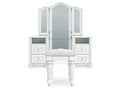 Kozlani White Vanity, Mirror and Stool