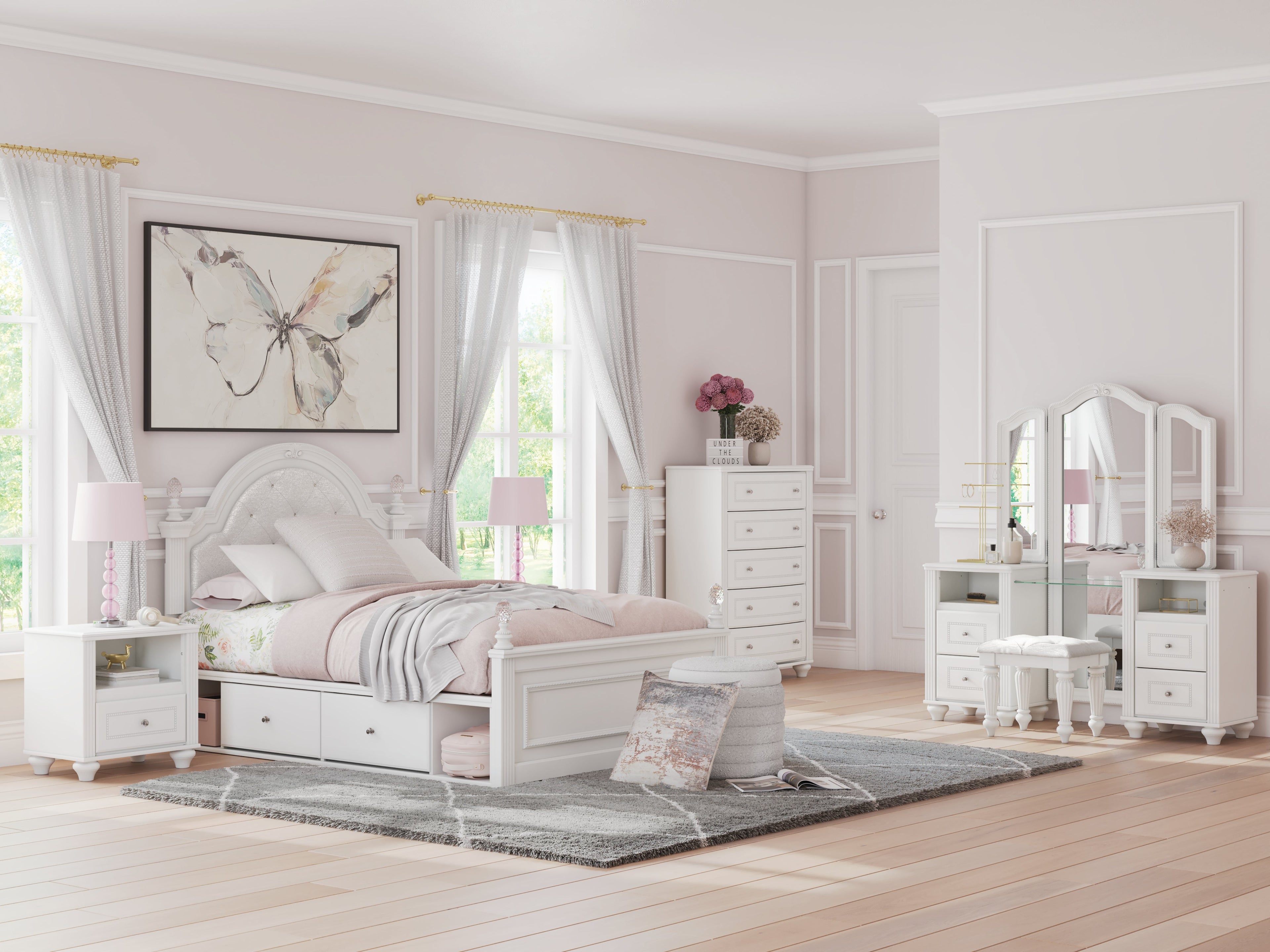 Kozlani White Vanity with Mirror