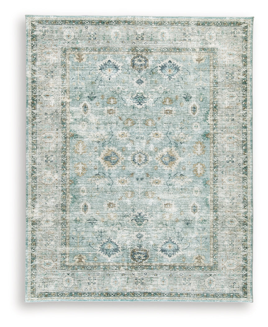 Ladstoney Teal/Beige/Ochre Memory Foam Large Rug