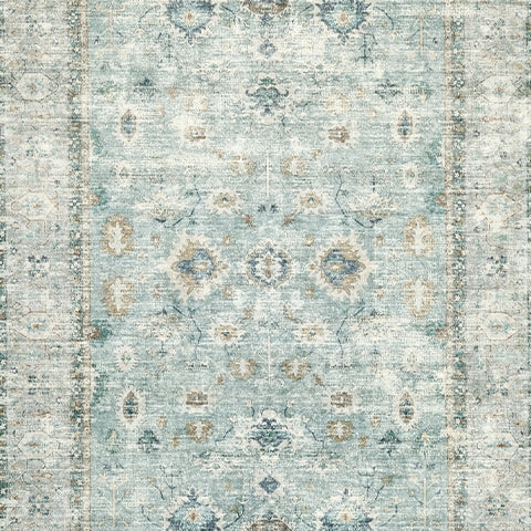 Ladstoney Teal/Beige/Ochre Memory Foam Medium Rug