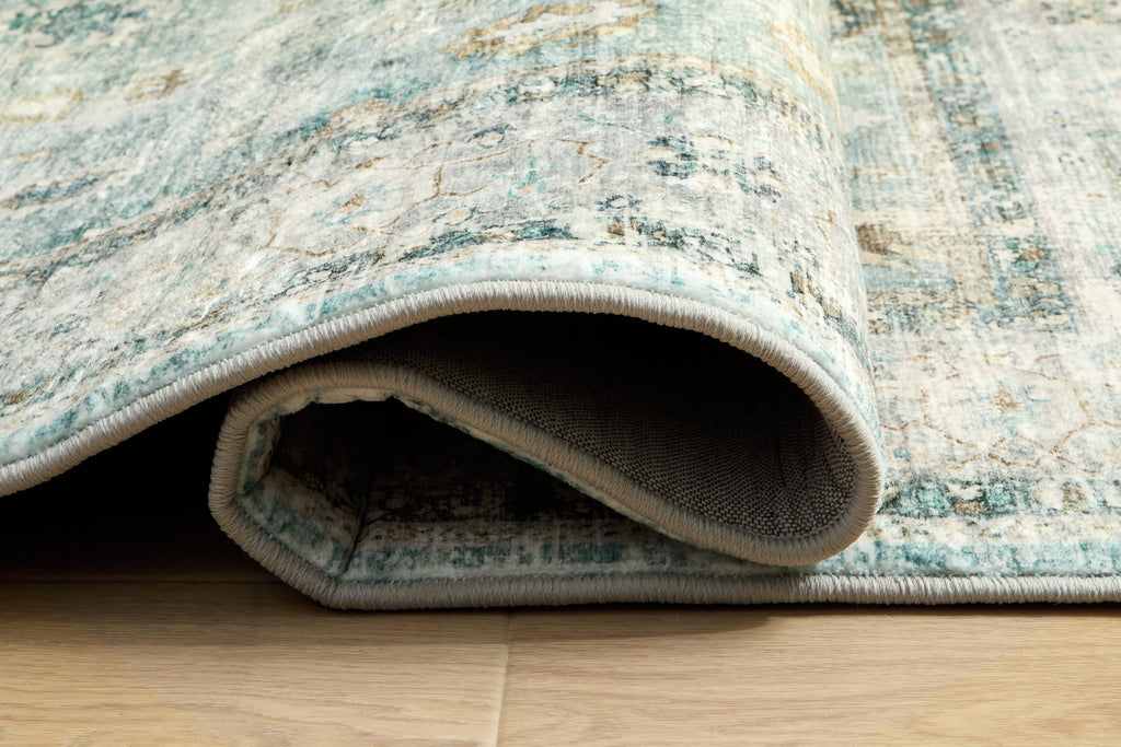 Ladstoney Teal/Beige/Ochre Memory Foam Medium Rug