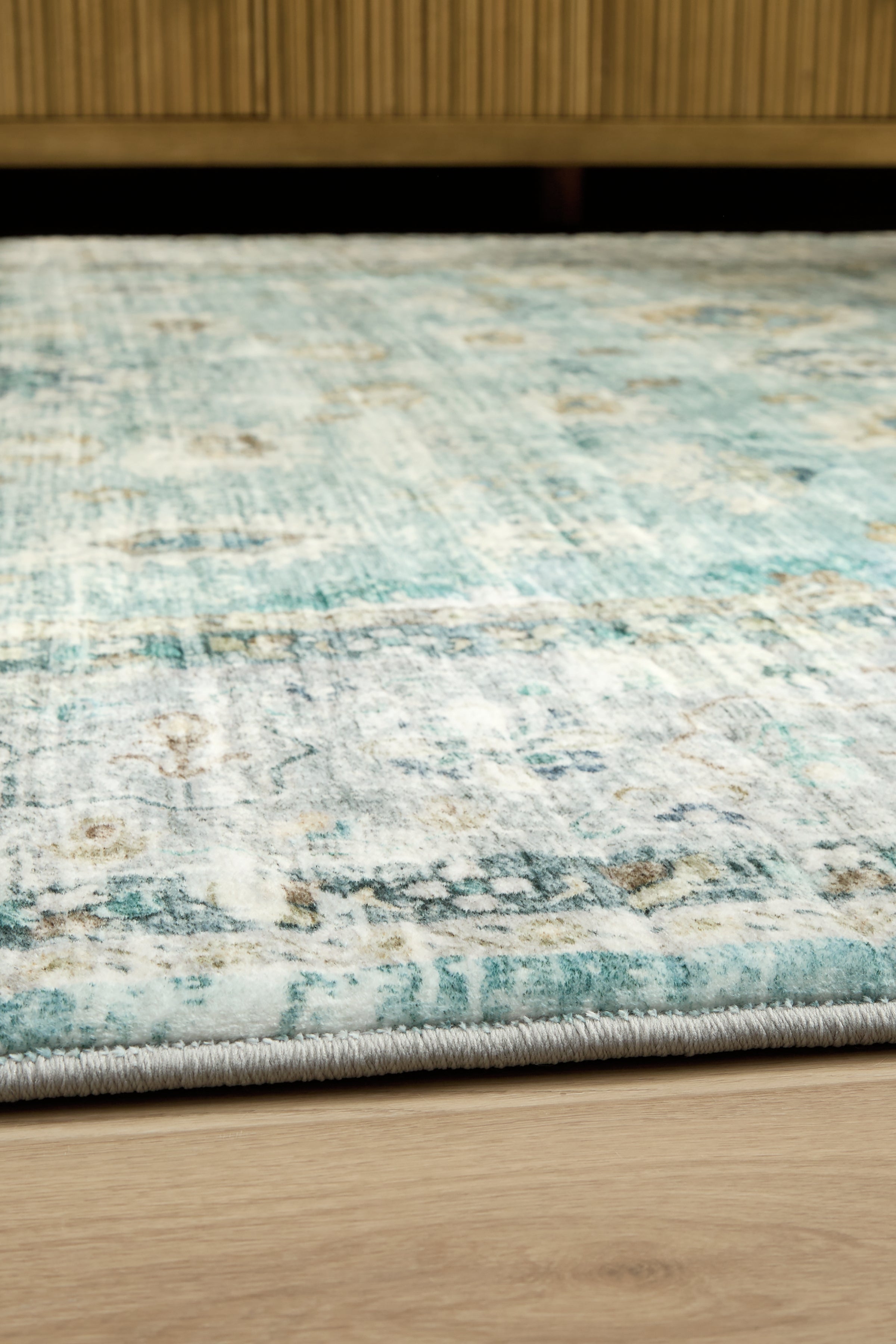 Ladstoney Teal/Beige/Ochre Memory Foam Medium Rug
