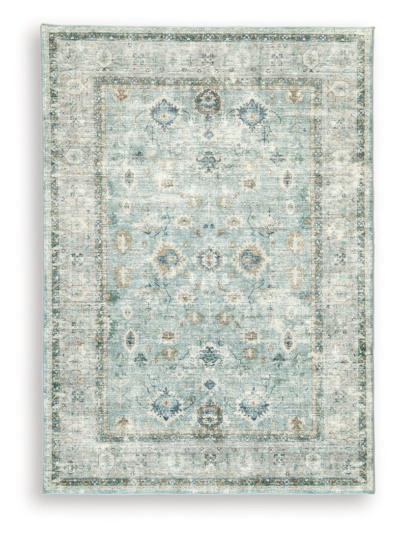 Ladstoney Teal/Beige/Ochre Memory Foam Medium Rug