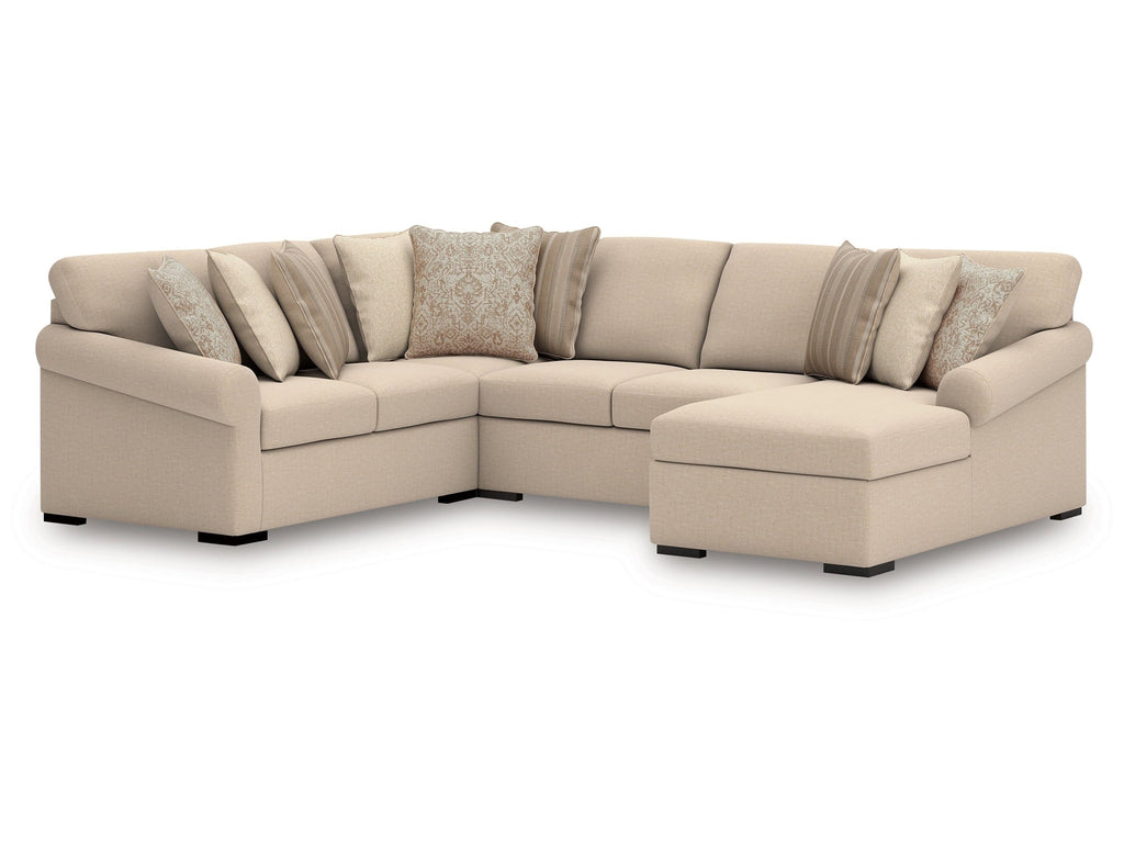 LadyMae Twill 4-Piece Sectional Right Chaise