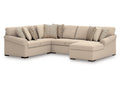 LadyMae Twill 4-Piece Sectional Right Chaise