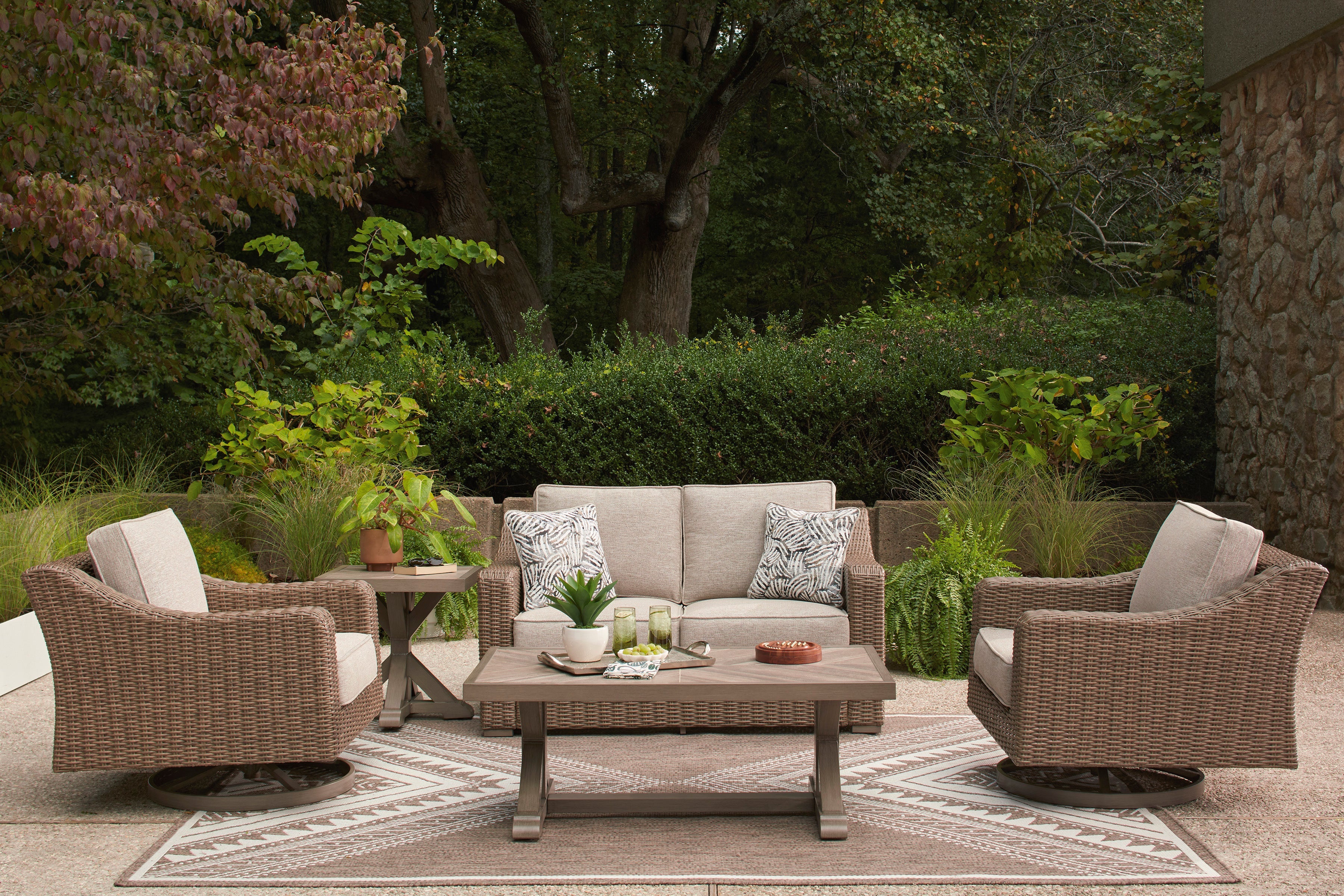 Laguna Heights Beige 3-Piece Outdoor Seating Set with Cocktail Table