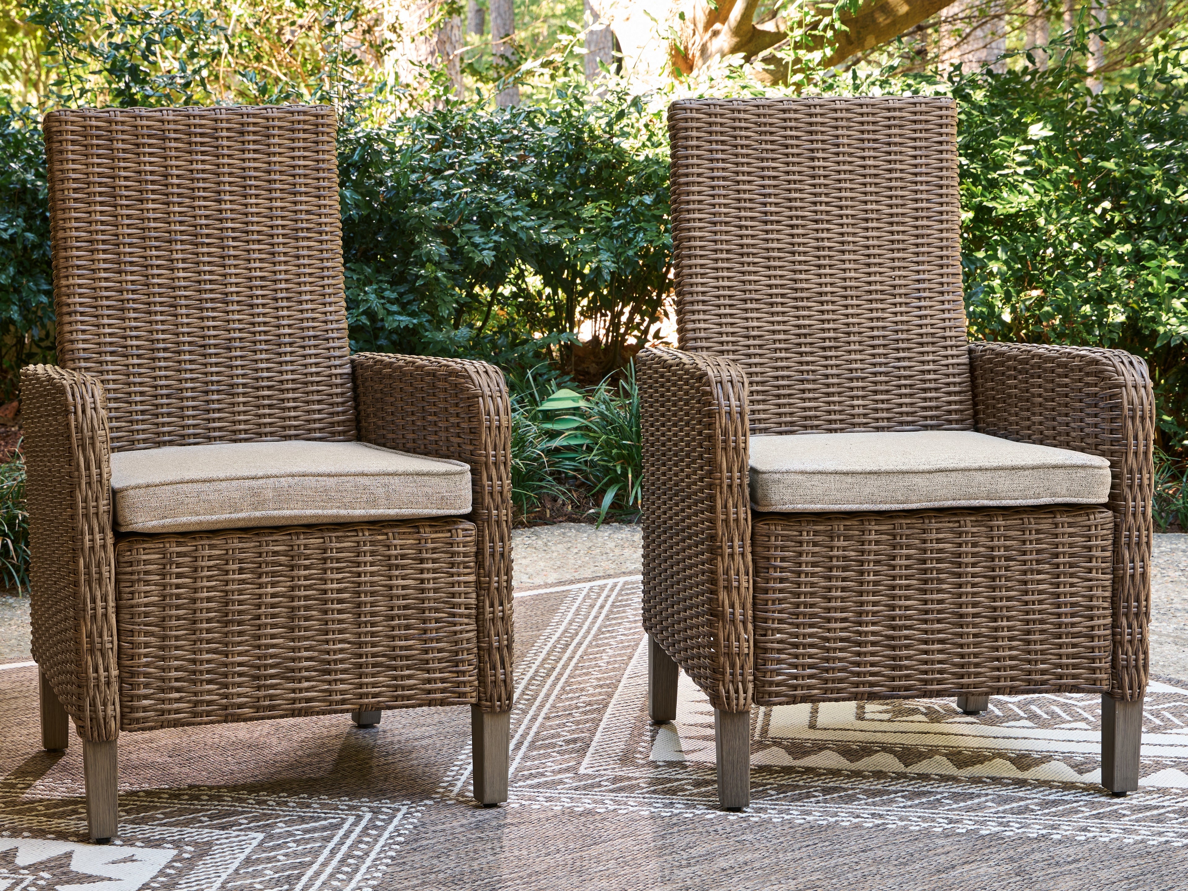 Laguna Heights Beige Outdoor Arm Chair with Cushion (Set of 2)