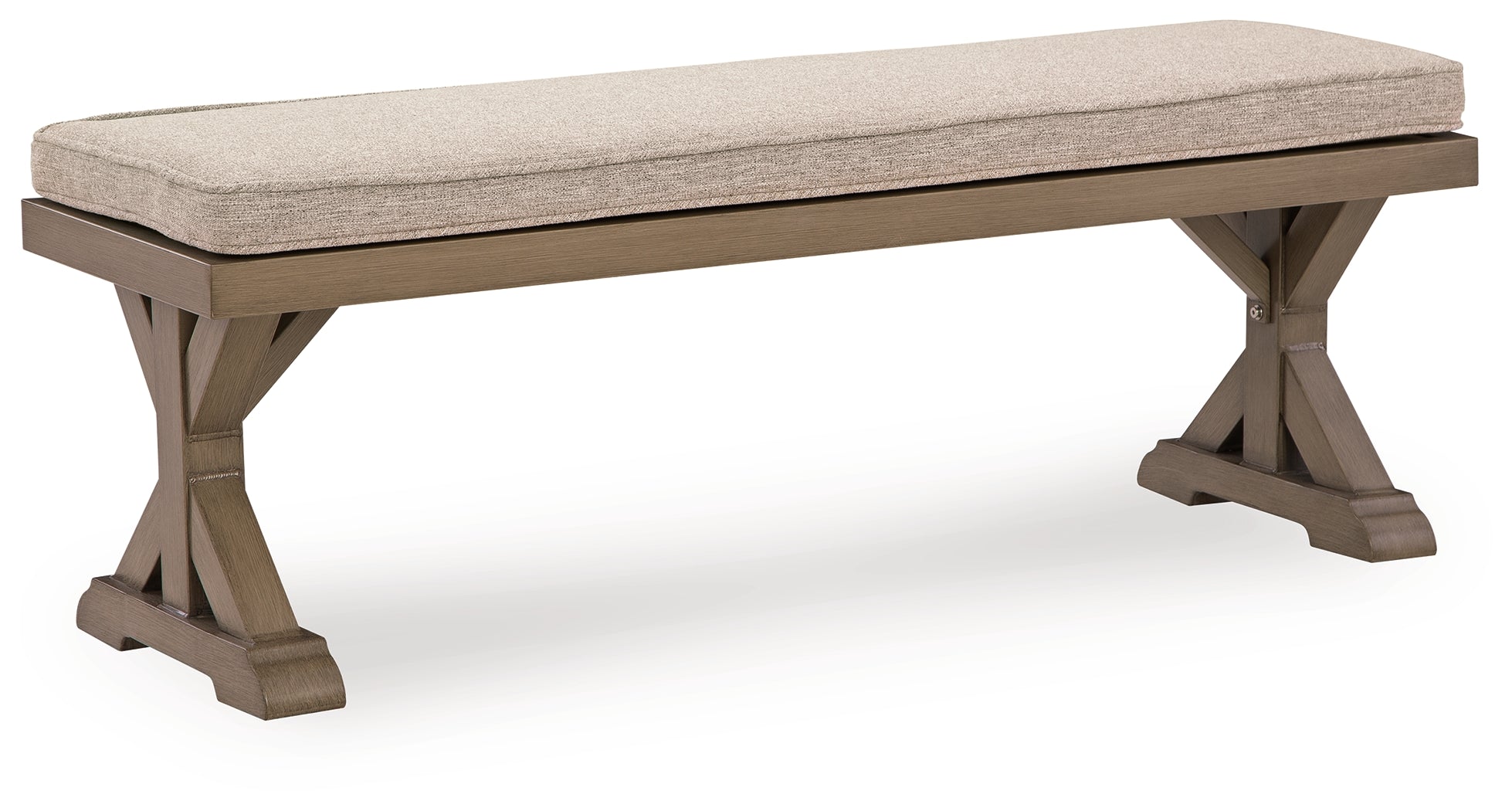 Laguna Heights Beige Outdoor Bench with Cushion