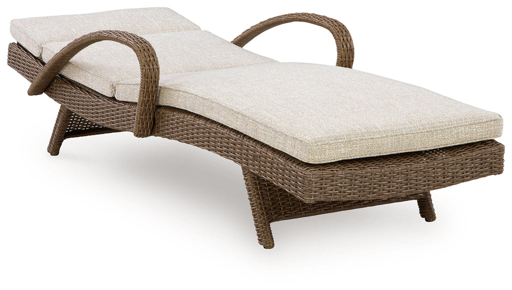 Laguna Heights Beige Outdoor Chaise Lounge with Cushion