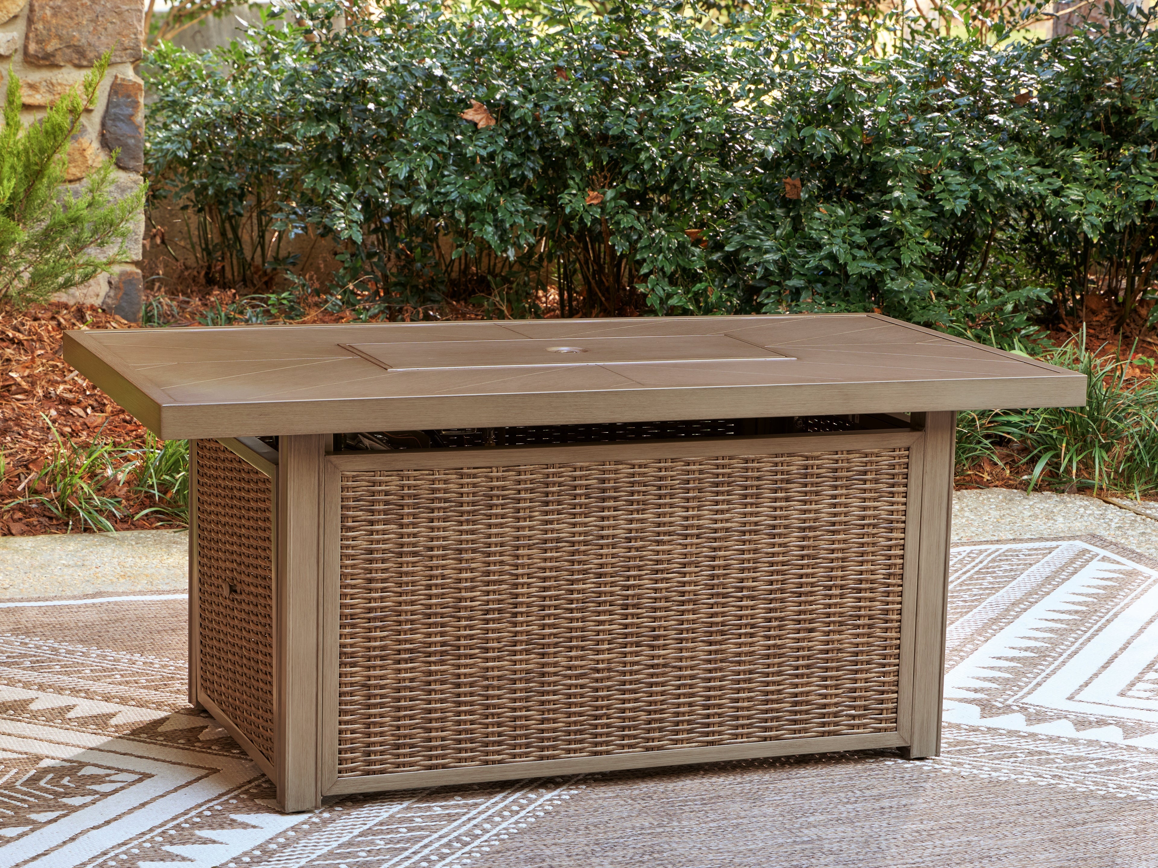 Laguna Heights Beige Outdoor Fire Pit Table