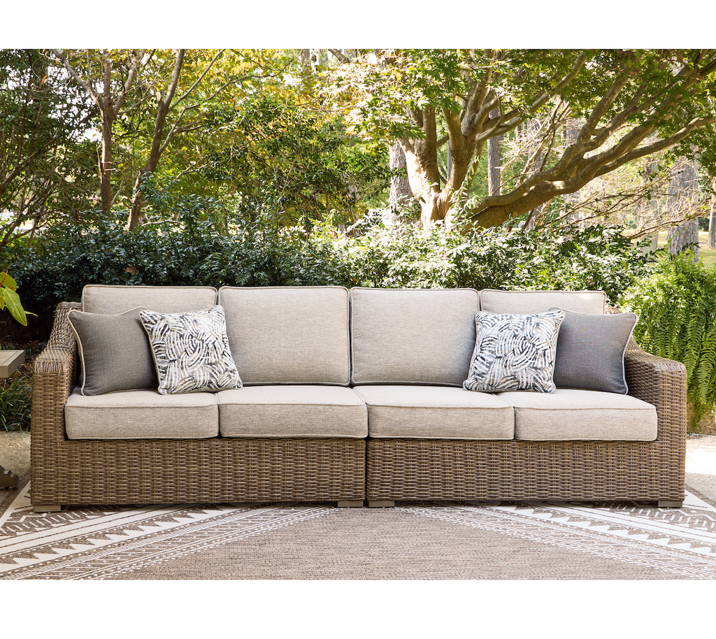 Laguna Heights Beige Outdoor Raf/Laf Loveseat with Cushion (Set of 2)