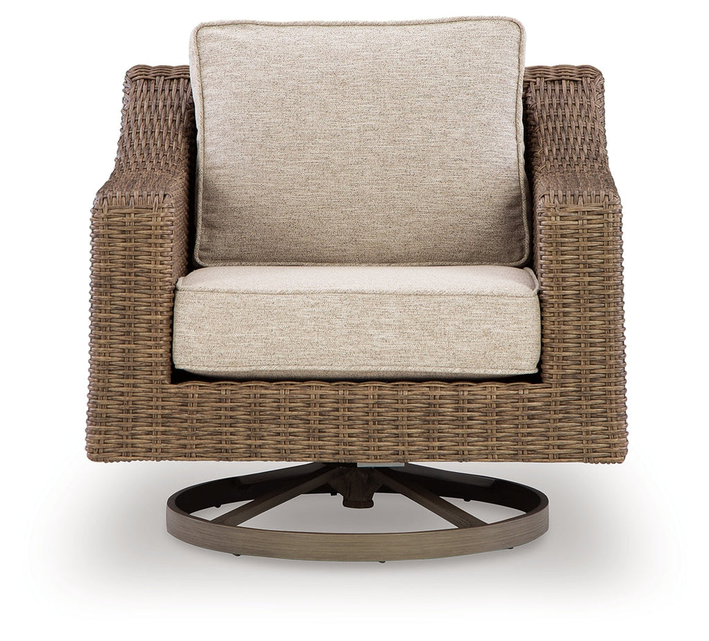 Laguna Heights Beige Outdoor Swivel Lounge with Cushion
