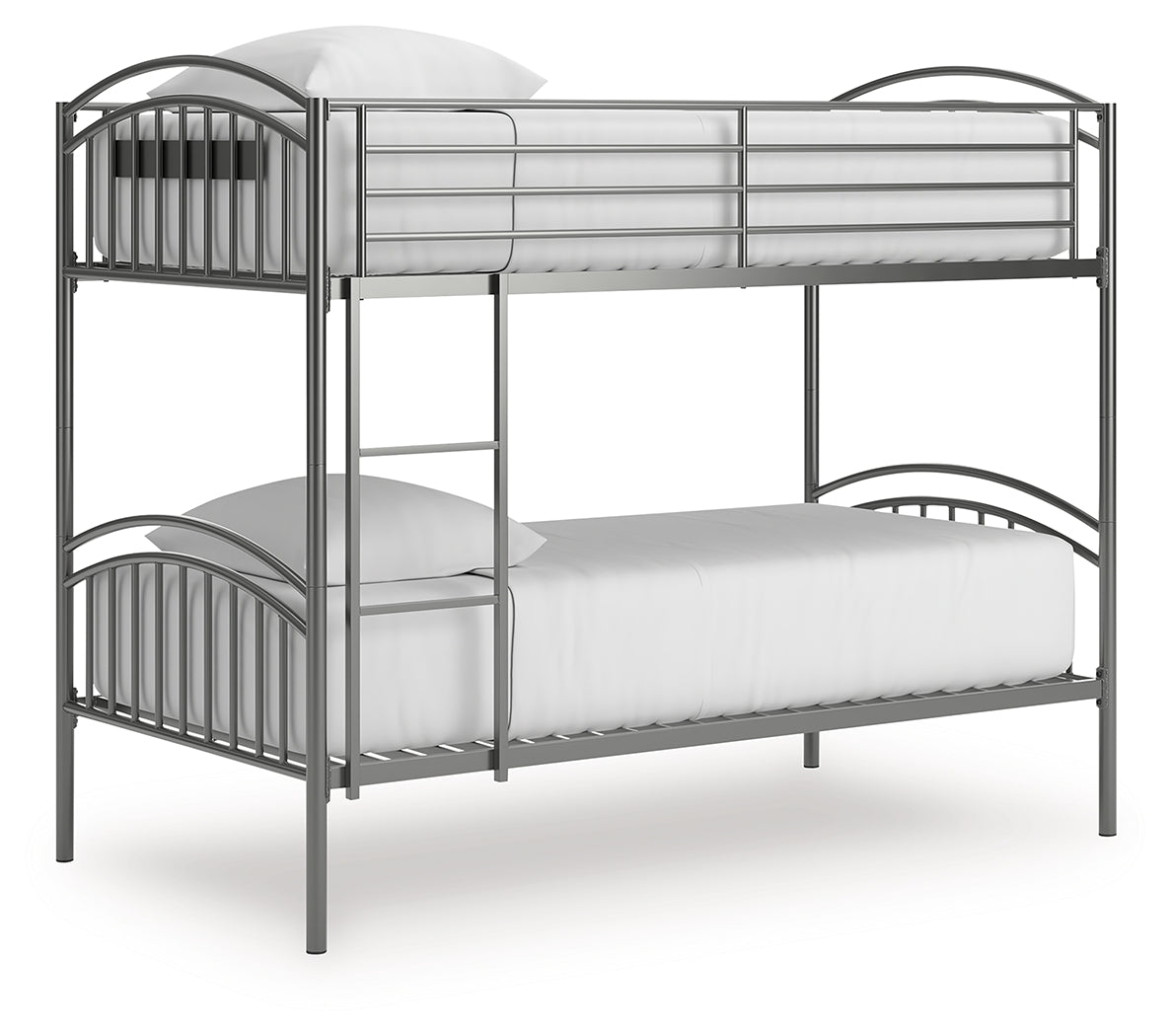 Lanceburg Gray Twin over Twin Bunk Bed and 2 Mattresses