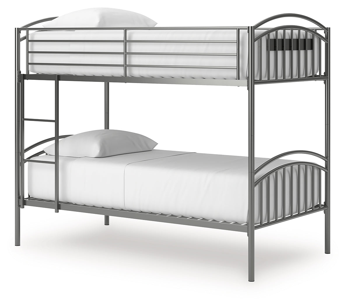 Lanceburg Gray Twin over Twin Bunk Bed and 2 Mattresses