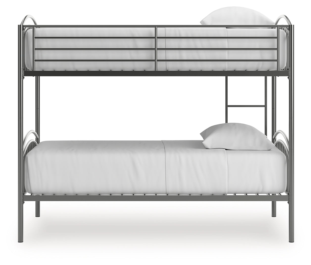 Lanceburg Gray Twin over Twin Bunk Bed and 2 Mattresses