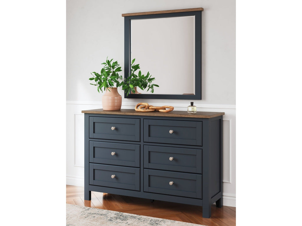 Landocken Brown/Blue Dresser and Mirror