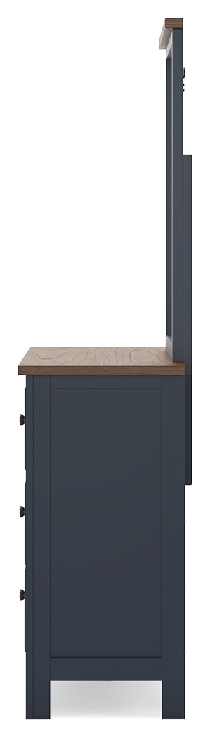 Landocken Brown/Blue Dresser and Mirror