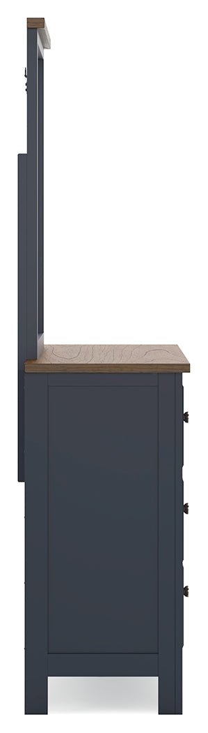 Landocken Brown/Blue Dresser and Mirror