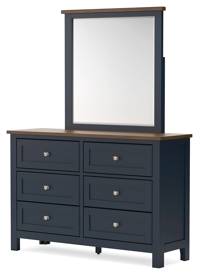 Landocken Brown/Blue Full Panel Headboard & Dresser & Mirror